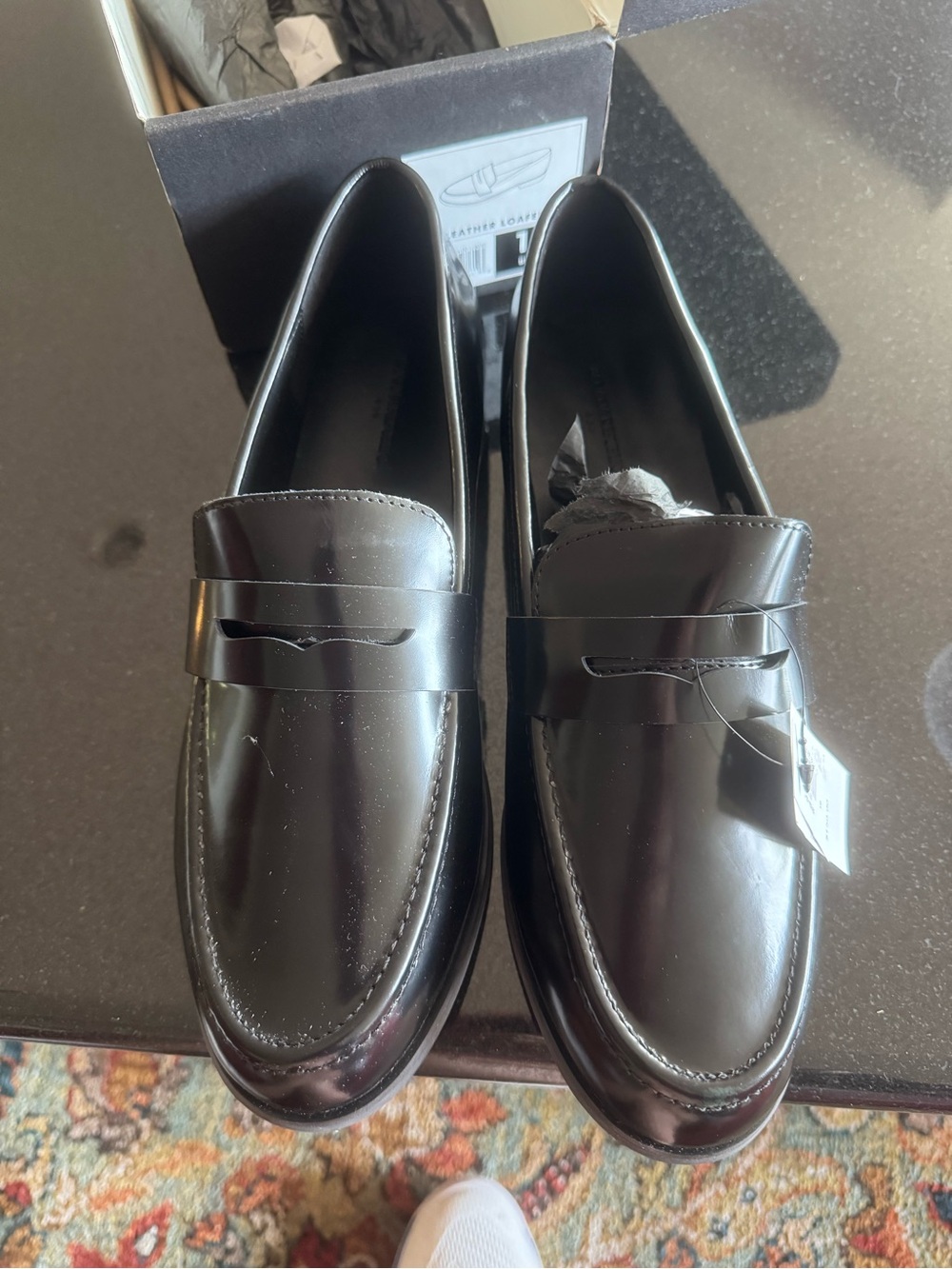 Banana Republic Black Leather Penny Loafers sz 10 NWT $150